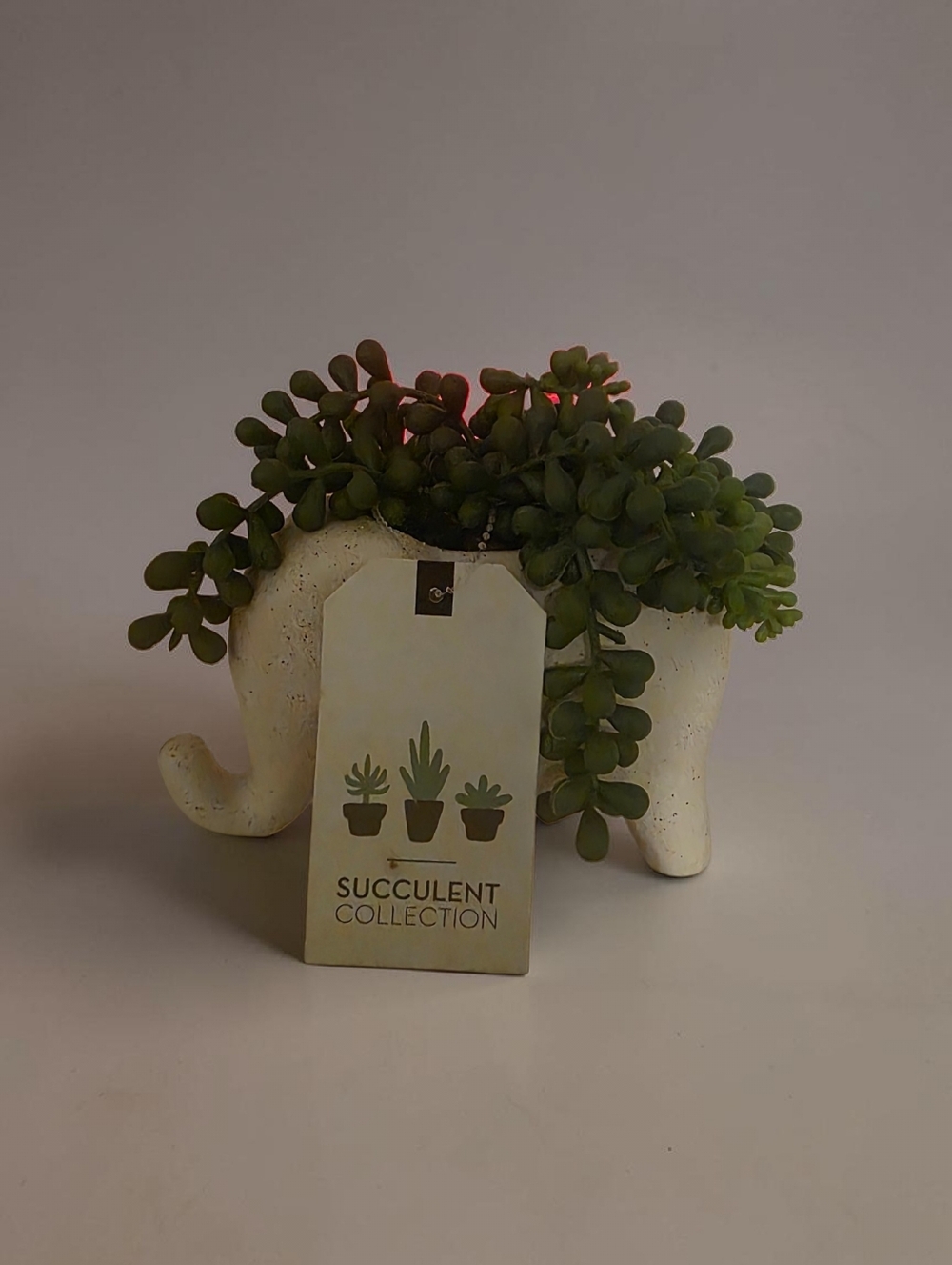 NWT 4 AVAILABLE White Elephant Planter with Green Faux Succulent.
